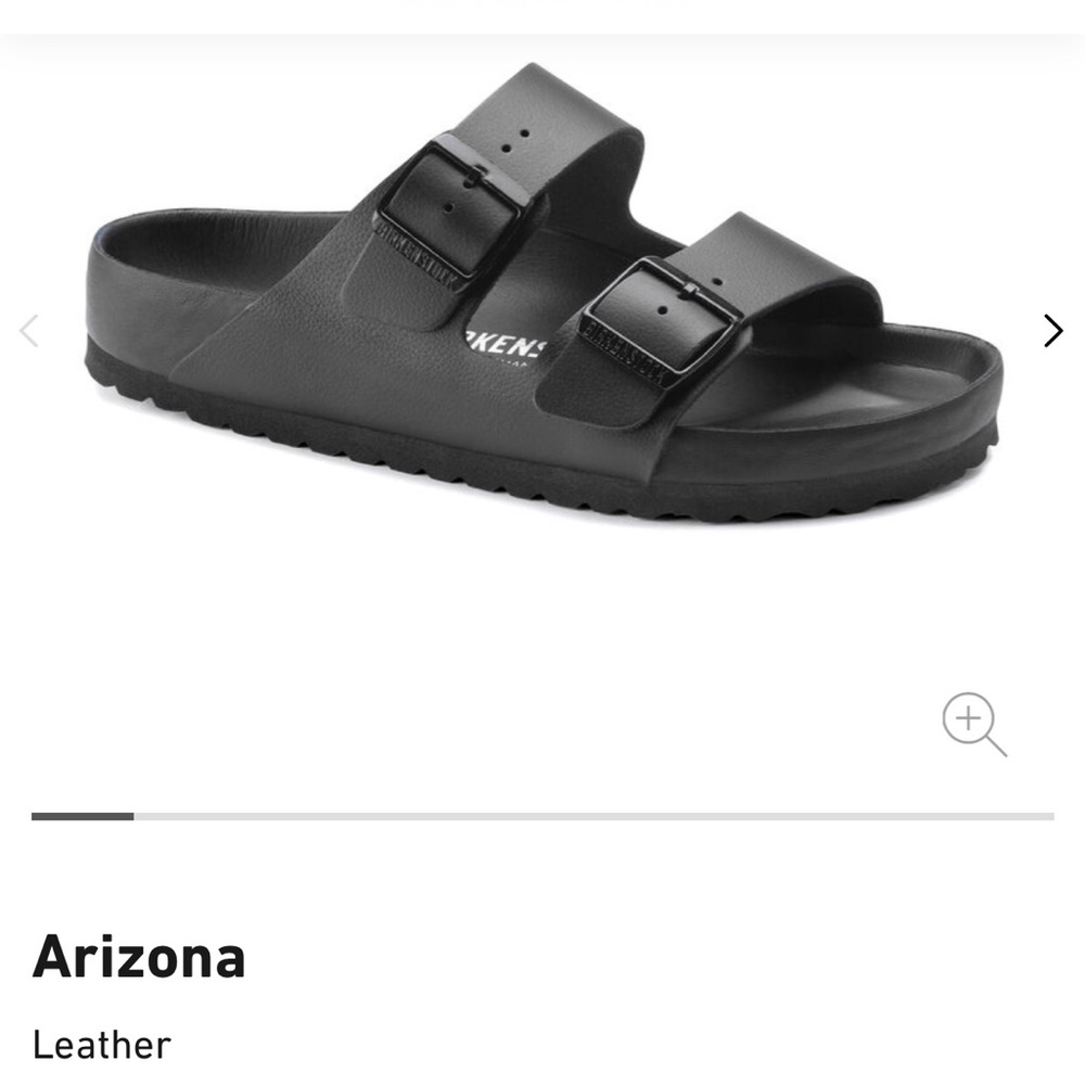 Birkenstock Arizona black on black leather, size 38 narrow fit. New in box.